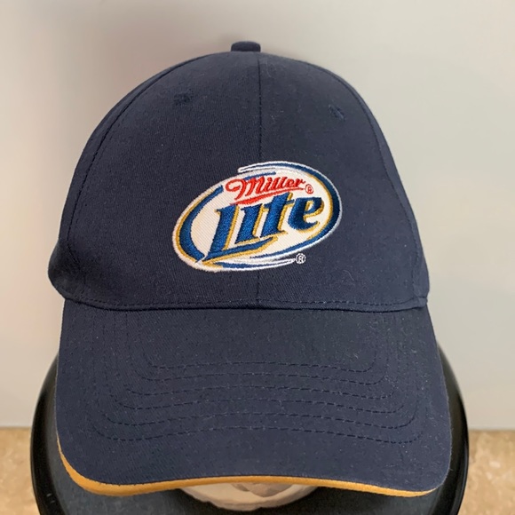 Miller Lite Blue and Gold Velcro Back Adjustable Baseball Cap - Picture 1 of 6